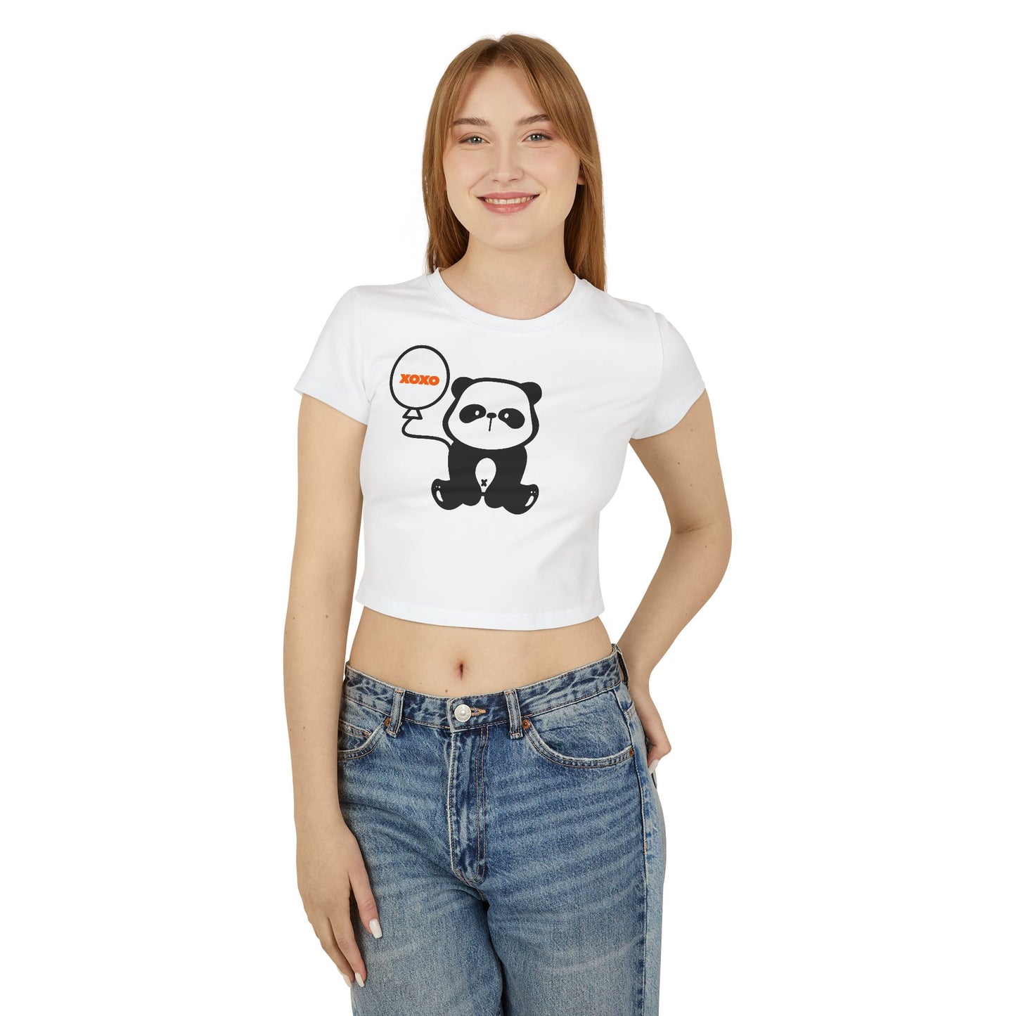 "XOXO Panda" Cropped Tee 2 - Women's Stylish T-shirt